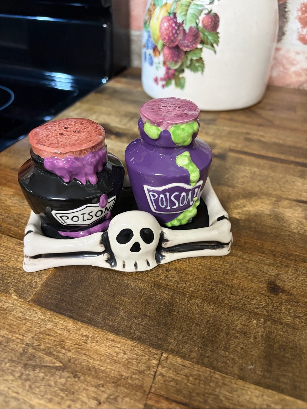 Blue Sky Halloween Poison Salt & Pepper Shakers - Purple, Black & Green